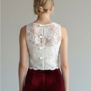 Belsoie Vintage cream Lace & Bows Red burgundy Velvet maxi Dress Gunne sax